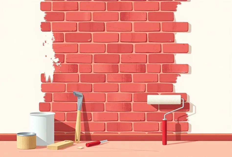 Outils de peinture disposés dans l'ordre des étapes du chantier
