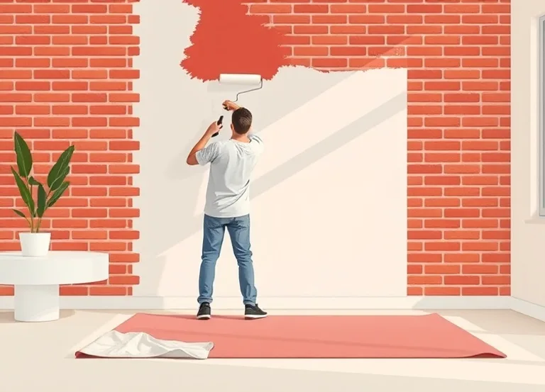 Peintre appliquant la peinture au rouleau sur un mur de salon