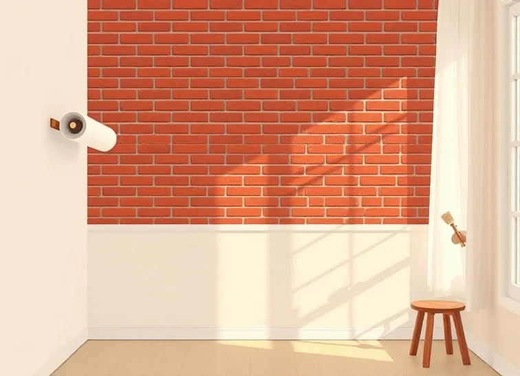 Pose de papier peint, rouleau et brosse à maroufler
